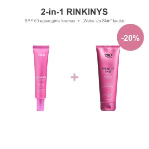 2-in-1 pasiūlymas: SPF 50 apsauginis kremas + Atgaivinanti kaukė „Wake Up Skin“